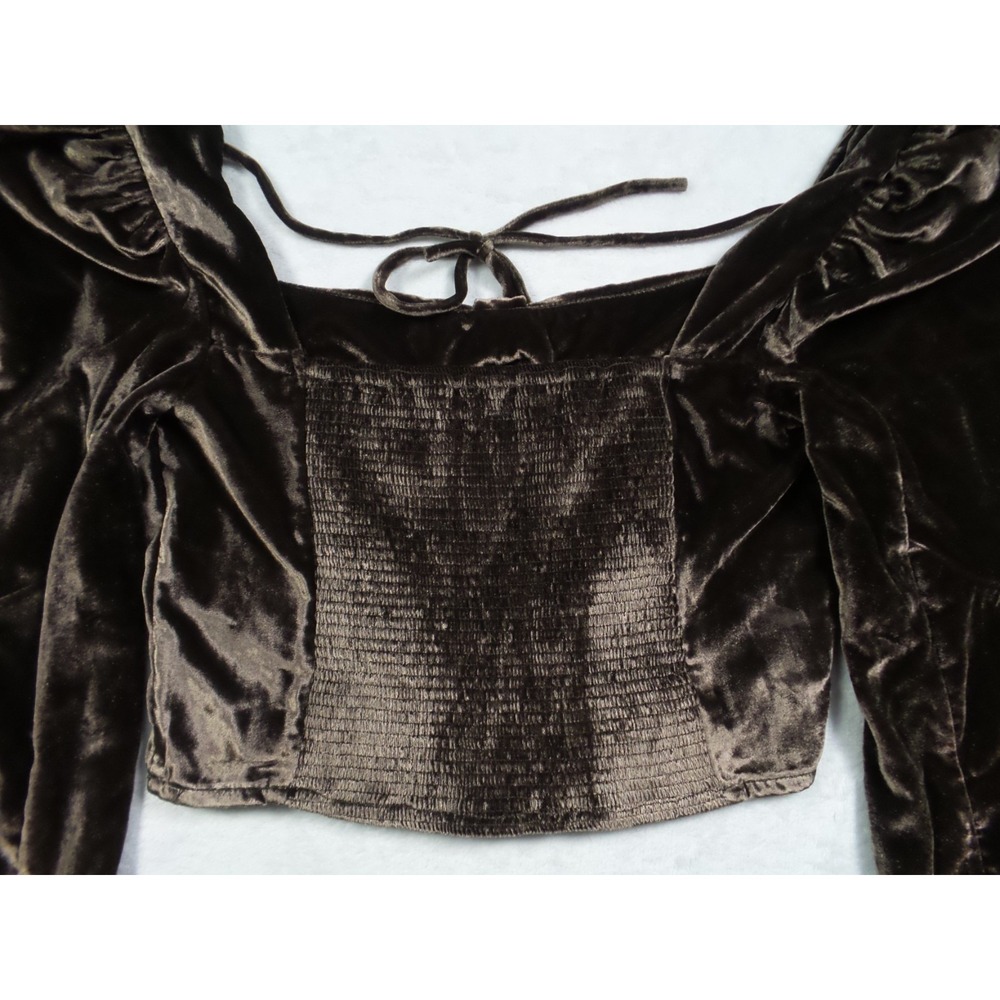 Free People Top Womens Size Small Brown Bridgette Velvet Long Sleeve Corset NWT - Picture 4 of 10